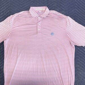 Slim-Fit Pink Striped Polo with Embroidered Crest